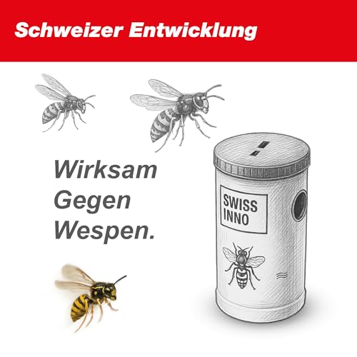 SWISSINNO Wespenfalle mit Lockstoff – Wiederverwendbare Falle für den Außenbereich, inkl. Köder auf Lebensmittelbasis