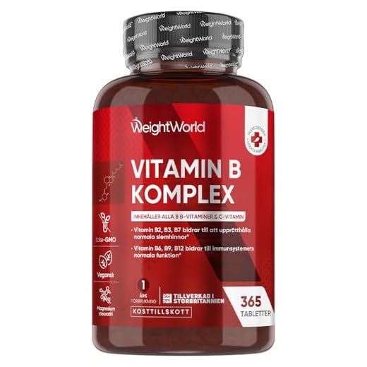 Vitamin-B kosttillskott i form av tabletter – 365 tabletter (räcker I 6 månader) – B-vitamin komplex (b1, b3, b2, b5 b6, b7, b9, b12) + Vitamin-C för immunförsvaret & energi, plus biotin, veganvänlig