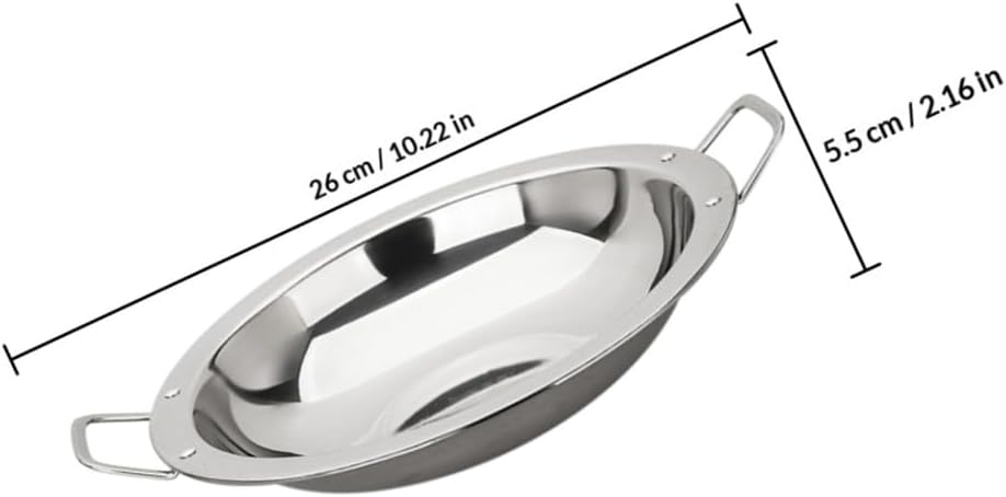 PRETYZOOM Pan Stainless Steel Hot Pot Household Paella Skillet for Daily Use Smooth Cooking Pan