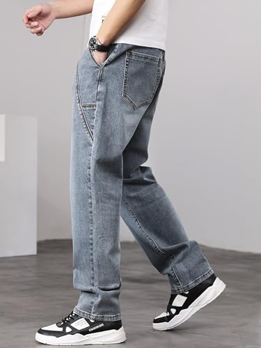 Image of URBAN POCKETS Streetwear Jeans for Men | Stylish Denim Jeans | Relaxed Wide Leg | Baggy Fit | Unique Stitch (U-25-U28)