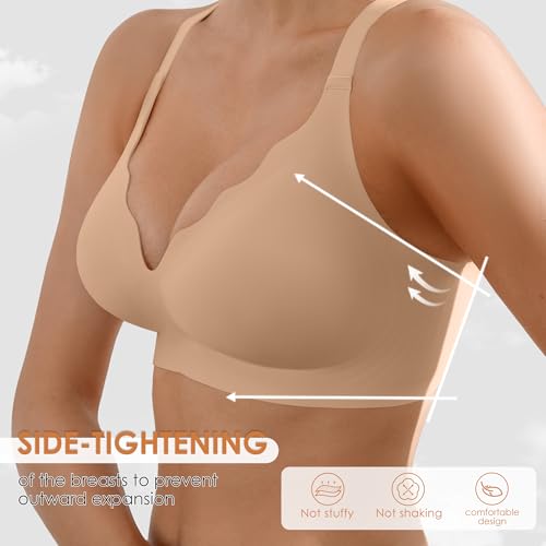 Image of Seamless Wireless Bra for Women with Support - No Underwire Full Coverage Push Up Comfort Bras - Back Fat Smoothing Bralette