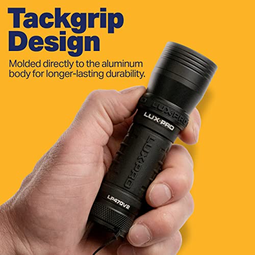 Luxpro Focus 380 Lumen Handheld Led Flashlight - Features Patented Tackgrip And Aircraft-Grade Aluminum - Pocket-Sized Camping Accessories With Ipx4 Water-Resistant Rating - Batteries Included #TOP4