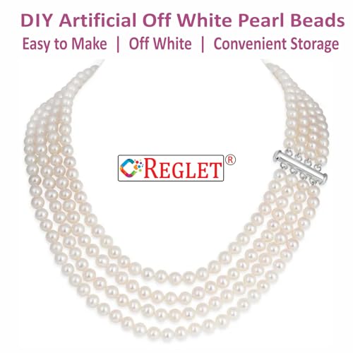 Image of 5600 Pcs Off White Pearl Beads for Jewellery Making Kit - 4 mm - Beads for Bracelet Making Kit - Pearls for Craft - 200g