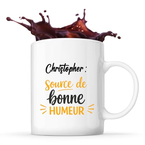 Otshirt Tasse Christopher - source de bonne humeur copie - Mug - Idée Cadeau Prénom Personnalisable Humour Anniversaire Fête Retraite Drôle Original Collègue