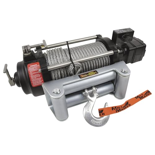 Mile Marker HI-Series 12 Volt DC Powered Hydraulic Truck Winch - 10,500-lb. Capacity, Galvanized Aircraft Cable, Model Number HI10500