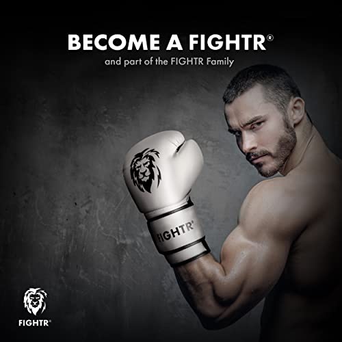 Fightr® Boxing Gloves - Ideal Stability & Impact Strength | Punching Gloves For Boxing, Mma, Muay Thai, Kickboxing & Martial Arts | Includes Carry Bag (White/Black, 16 Oz) #TOP5