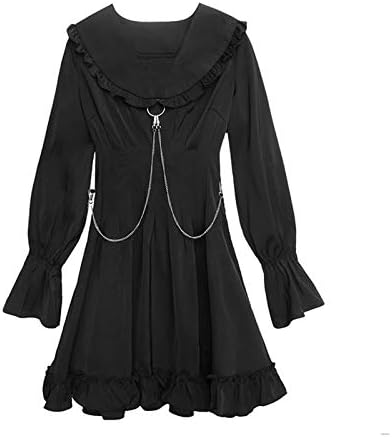Amazon Co Jp レディース ワンピース 地雷系 量産型 長袖 チュニック ゴスロリ スカート ロック パンク ファッション ブラック 大きいサイズ ファッション