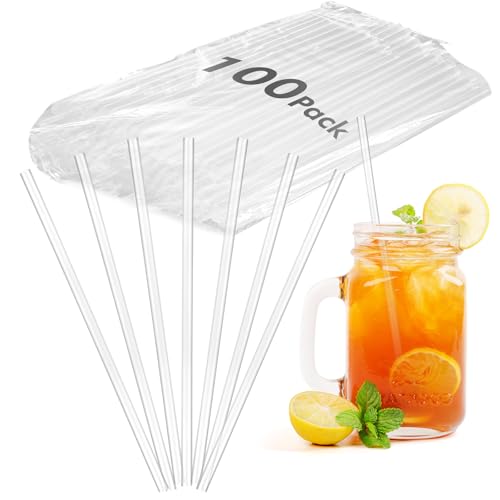 Minimal Store 100 PCS Clear Plastic Disposable Drinking Straws 7.75 x 0.24 Unwrapped Straws Plastic for Party Home Travel BPA-Free Value Pack Made in USA