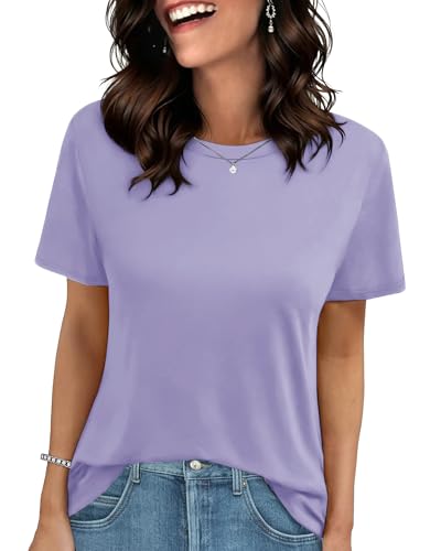 GAYHAY Purple T Shirts for Women - Short Sleeve Spring Summer Tops Soft Basic Tees Beach Vacation...