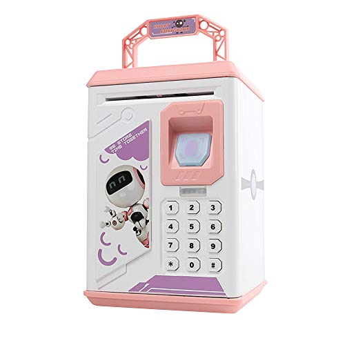 HITECHLIFE Creative Fingerprint Electronic Piggy Bank Hucha Contable ATM Password Money Box Cash Coin Saving Box For Kids Birthday Pink
