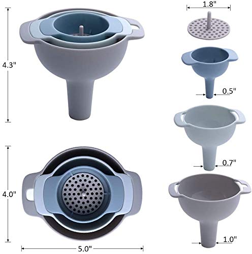 SIYANSHU シリコン折りたたみ式漏斗 柔軟なシリコン折りたたみ式キッチン漏斗 液体/粉末移送ホッパー用 食品グレードのシリコン