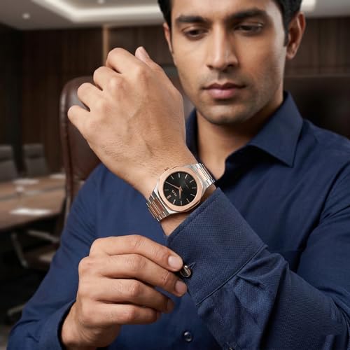 Image of ALIX AL2912 Round Dial Stainless Steel Bracelet Band Water Resistant Wrist Analog Watch for Man