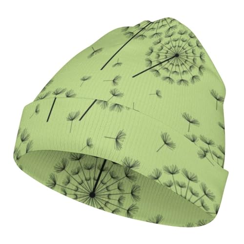 Flower of Dandelion Pattern Kids Beanie Hat for for Girls Boys Children Cap Winter Knitted Chemo Cancer Headwear Accessories Gifts Decoration Black