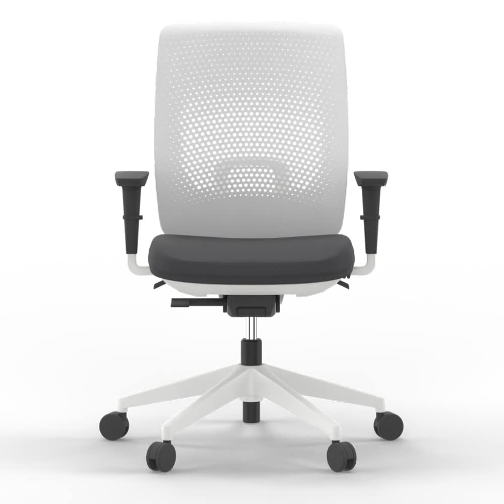 Silla de Oficina Profesional Top Actiu Trim White & Black tapizada. Ergonómica, Brazos Regulables 3D con certificación 24h hasta 150kg
