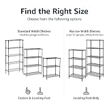 Amazon Basics Regał magazynowy z 5 półkami, na kółkach 10,2cm, półki z regulacją wysokości i nóżki poziomujące, maksymalna waga 680kg, czarny, 35,6cm x 76,2cm x 162,2cm (gł. x szer. x wys.)