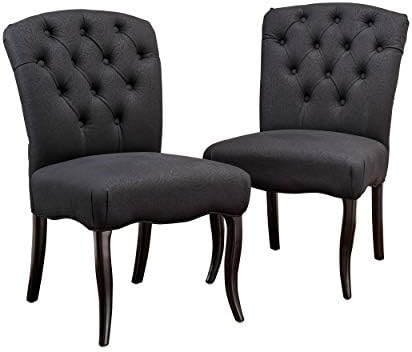 Christopher Knight Home Hallie Dining Chairs, 2-Pcs Set, Black Scroll