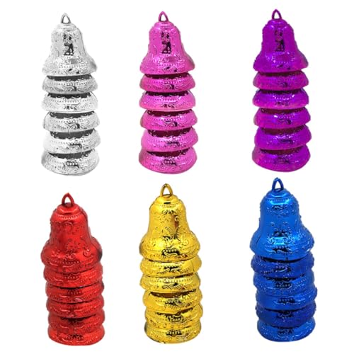 Beatifufu Christmas Bells Bulk Sale 6packs Bell Tree Pendant Festival Hanging Decor for Home Party Warm Atmosphere Random Color