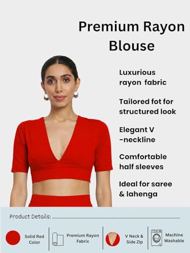 Image of Thevasa Women's Everyday Divine Depth V Neck Half Sleeves Blouse