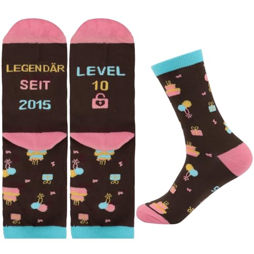 MEJOSER Geschenk Mädchen 10 Jahre, Lustige Socken Kinder 35-38, Mädchen Geschenke 10 Jahre, Geschenke für 10 jährige Junge 10 Geburtstag Jungs Geburtstagsgeschenk