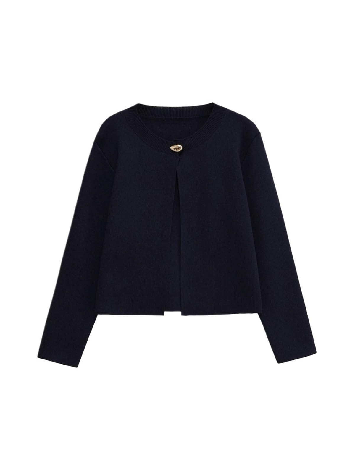 Cárdigan de Punto de Manga Larga con Cuello Redondo y un Solo botón for Uso Diario de principios de otoño, Chaqueta, suéter versátil(L)