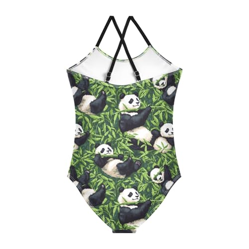ZZKKO Panda Bamboo Green Girls Swimsuit One Piece Bathing Suit for Baby Girls' Swimwear 3-10T2