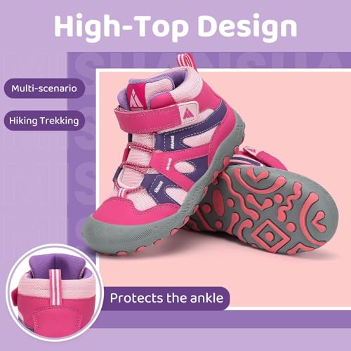 Mishansha Mädchen Wanderschuhe Bequem Atmungsaktiv Trekkingschuhe Unisex-Kinder Turnschuhe Outdoor Sport Wanderstiefel Rosa 25 EU