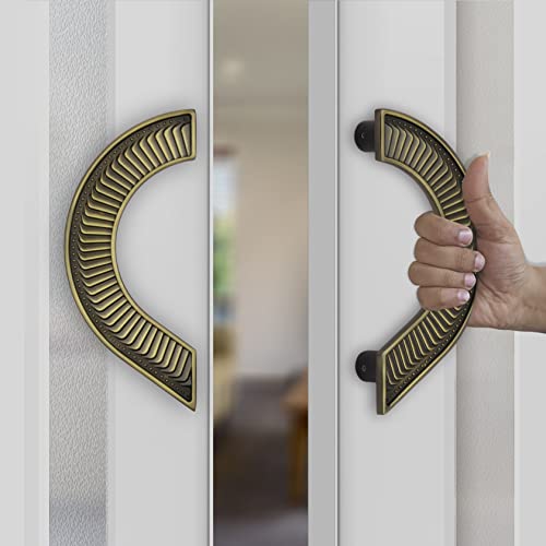 Image of Plantex Heavy Duty 8-Inch Round Shape Main Door Handle - Pull Push Handle for Home Decor - Pack of 1 (321-Brass Antique Finish) - 3 Years Warranty