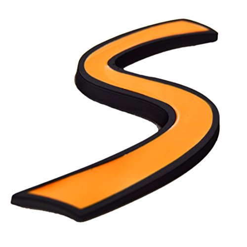 Emblema S de metal para portón de Mini Cooper F56 R53 R56, logotipo premium naranja