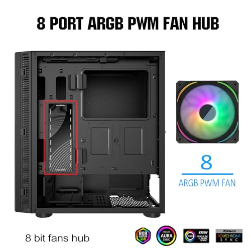 Hub de ventilador PC ARGB PWM de 8 puertos para setups gaming silenciosos 7