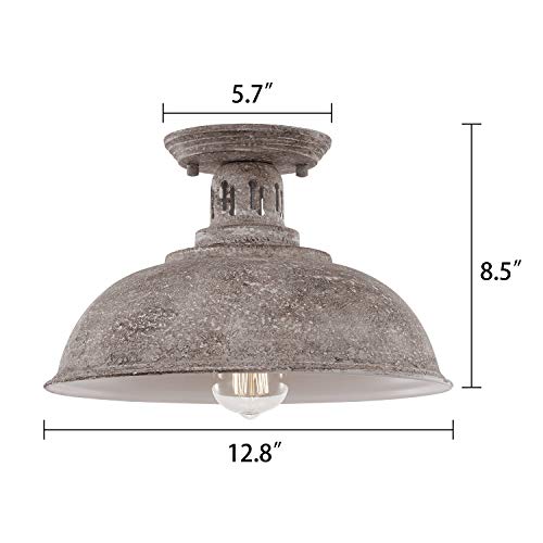 HMVPL Farmhouse Close to Ceiling Light, Vintage Semi Flush Mounted Lighting Fixture Industrial Ceiling Lamp for Kitchen Island Dining Room Foyer Hallway Porch Barn Loft