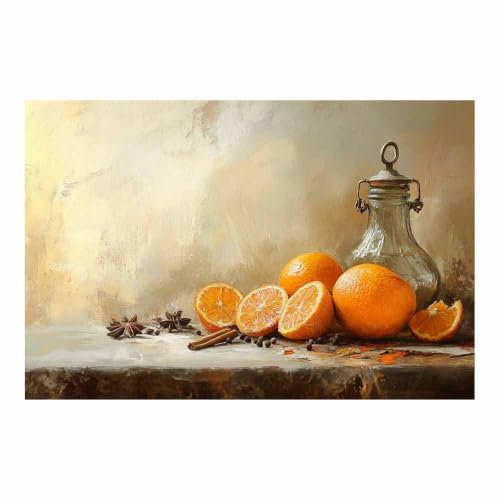 Affiche sur toile decoration murale abstraite orange poster retro 80x120cm