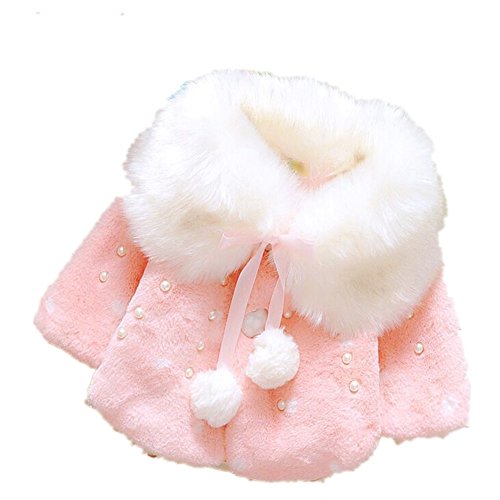 Baby Girl Winter Warm Cape Toddler Coat Cloak Jacket Fur Outerwear Clothes 0-3Y (2-3 Years, Pink)