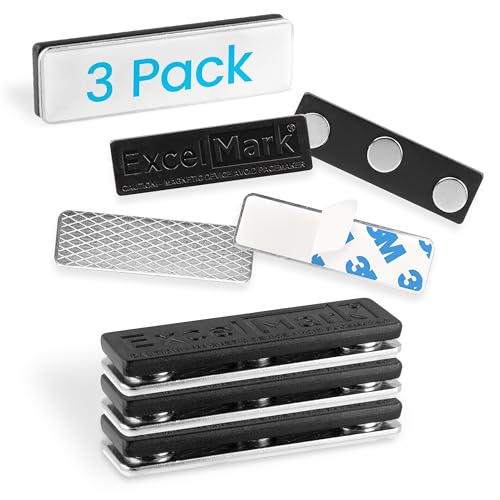 ExcelMark 3 Name Badge Magnets - Magnetic Name Tag Holders with 3 Magnets ExcelMark 3 Name Badge Magnets - Magnetic Name Tag Holders with 3 Magnets
