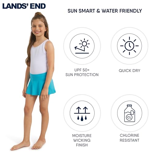 Image of Lands' End Girls' Swim UPF 50+ Stretch Waist Attached Bikini Bottom Swim Skirt