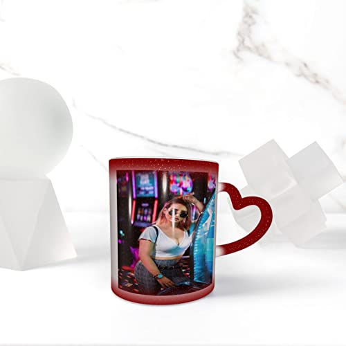 Naispanda Herz Zaubertasse mit Foto Name Text Bedrucken Lassen Magic Mug Personalisieren Fototasse Zauberbecher Selbst Gestalten Tasse Personalisiert Zaubertasse Bedruckt mit Foto Kaffeebecher Rot