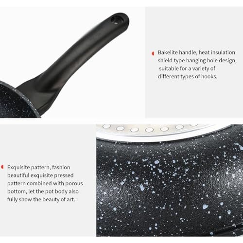 Wok antiadherente negro 10.2 pulg con mango resistente miniatura 5
