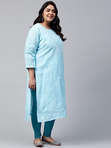 Image of Ada Hand Embroidered Lucknowi Chikankari Cotton Kurta for Women A133488