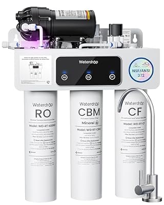 Waterdrop T3-M Remineralization Reverse Osmosis Water Filter, NSF/ANSI 372 Certified, 9-Stage, 450 GPD Tankless RO Water Filtration System, 2:1 Pure to Drain (Renewed)
