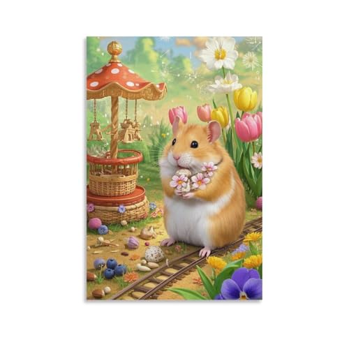 Impression sur toile de haute qualité d'un hamster doré en grand format