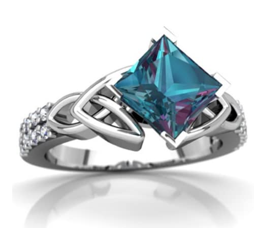 Awmnjtmgpw Fashion Retro Women 925 Sterling Silver Celtic Cut Rainbow Topaz Cubic Zircon Blue Topaz Women's Wedding Engagement Ring Size 6-10 (Size 9)2