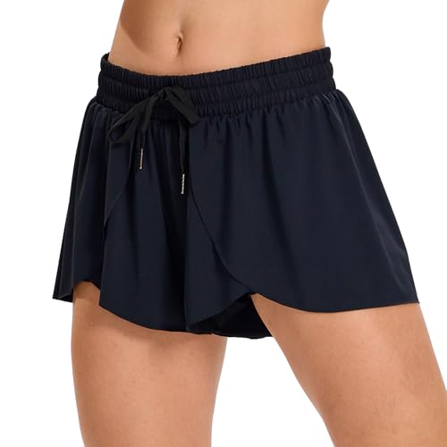 Flowy Running Shorts for Women Workout Athletic Gym Yoga Butterfly Skirt with Pockets Spandex Cute Clothes Summer