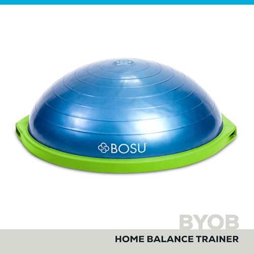 Image of Bosu Balance Ball Exercise Trainer, Home Gym Equipment w /Guided Workouts & Pump, 26 inch Inflatable Fitness Platform for Strength Training, Standing, Balancing, and Core Workout