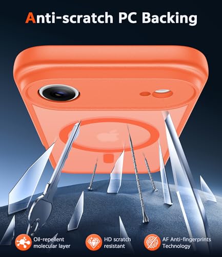 Image of FNTCASE for iPhone Air Case Matte: Magnetic Phone Cases with Screen Protector Compatible with Magsafe Slim Anti Yellowing Rugged Shockproof Protective Translucent Cell Phone Cover (C-Orange)