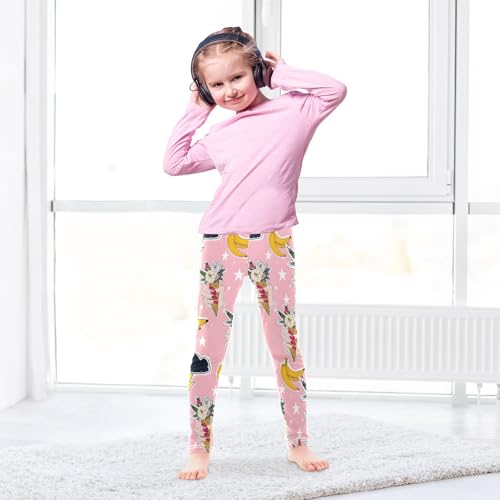 ALAZA Girls' Leggings Children's Yoga Pants Skinny Printed Dance Flower Banana Funny Comfortable 4T3
