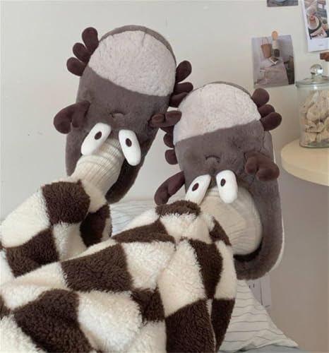 Epsion Fuzzy Personalized Cartoon Fleece Slippers for Women Winter Cozy Warm House Shoes Non-Slip2