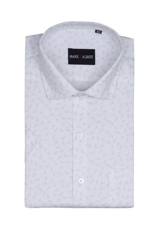Image of MARK & ALBERT Men's 100% Cotton Printed Half Sleeves Regular Fit Shirt for Men