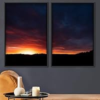 2 Piece Framed Canvas Wall Art Colorful Sky and Mountain Landscape Canvas Prints Home Artwork Decoration for Living Room,Bedroom - 16