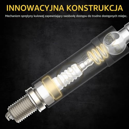 LEXIVON Obrotowy magnetyczny klucz nasadowy do świec zapłonowych 16 mm, napęd 3/8 cala i długość 15 cm, magnetyczne szczypce do usuwania świec zapłonowych, elastyczny klucz do świec zapłonowych do