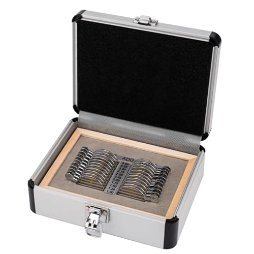 DOJBK 22PCS Optical Trial Lens Set, Progressive Trial Lens Set with Aluminium Case, Professional Optometry Tool Accessories for Case Visual Acuity Test