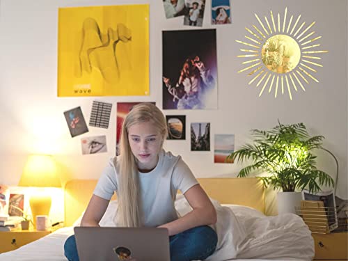 Juju's Vibes Cute Preppy Sun Mirror Wall Decor For Teen Girls Bedroom, Dorm Room, Preppy Mirror Decor, Aesthetic Gold Preppy Decorative Mirror Sticker Acrylic 15 Inch #TOP2